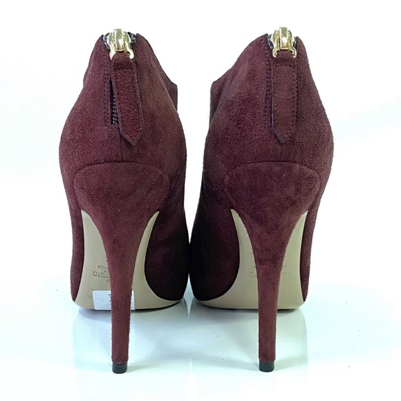Valentino Burgundy Suede High Heel Ankle Booties - Picture 4 of 14